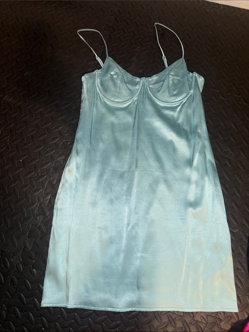 Zara Satin Slip Dress in Aqua Blue